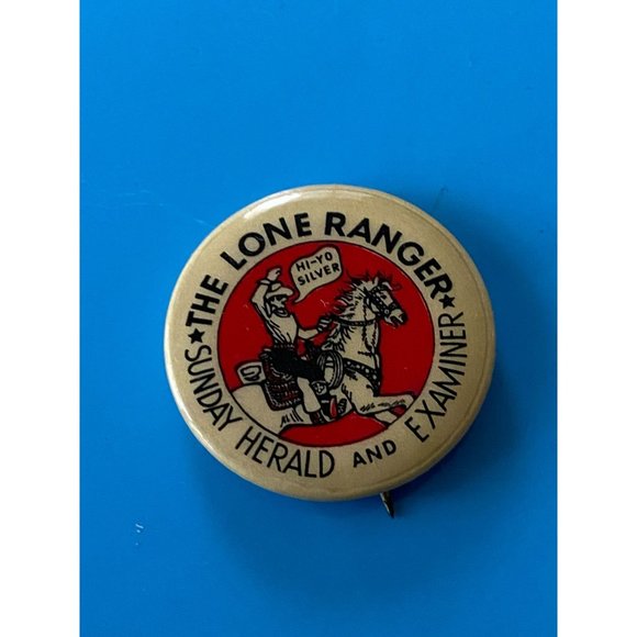 Vintage LONE RANGER Sunday Herald Examiner original 1" pinback button - Picture 1 of 3